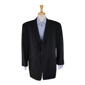 Giorgio Armani Le Collezioni Vintage 90's Black Thin Striped 3B Blazer 44S